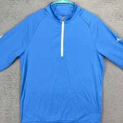Adidas Pullover Shirt Mens Small Blue 3-Stripes Quarter Zip Golf Activewear NEW