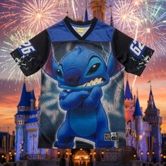 Lilo And Stitch 2 Sided Blue Graphic Jersey Size XS New Disney Vacation 🎆🏰🎆