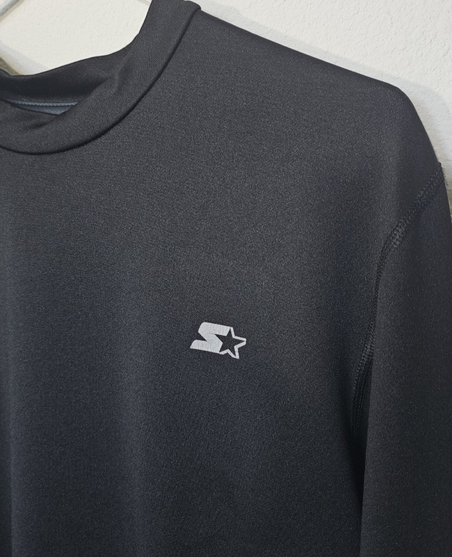 Vtg black Starter dri star Athletic Shirt size L long sleeve mock collar golf gallery