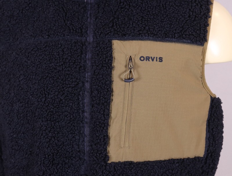 ORVIS Men's Large Classic Sherpa Fleece Outdoors Vest Navy Blue gallery