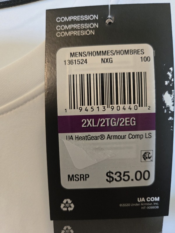 Under Armour HeatGear Armour Comp LS Compression Long Sleeve White 2XL gallery