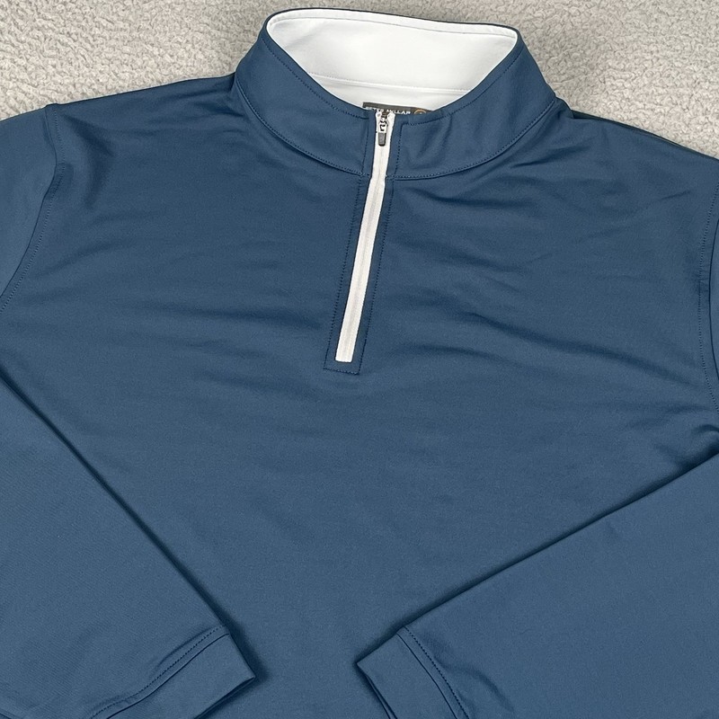 Peter Millar Pullover Mens XXL Blue Perth Stretch Performance Zip Golf Sweater gallery