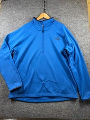 THE NORTH FACE Mens Borod 1/4 Zip Pullover Size 2XL Blue Midweight Fleece