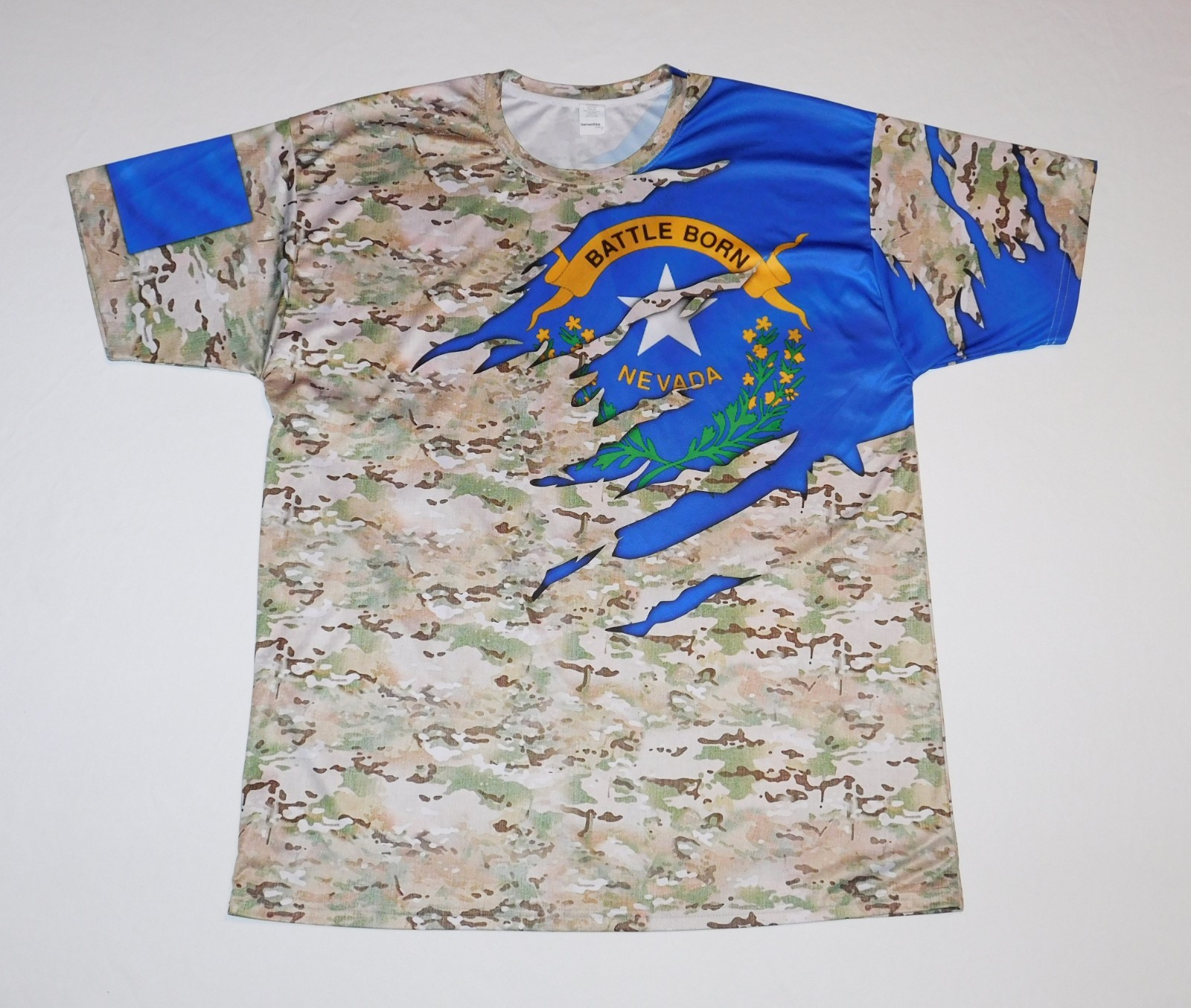 Nevada State Flag Battle Born Camo All-Over Graphic Dry Wick Shirt Mens XL gallery