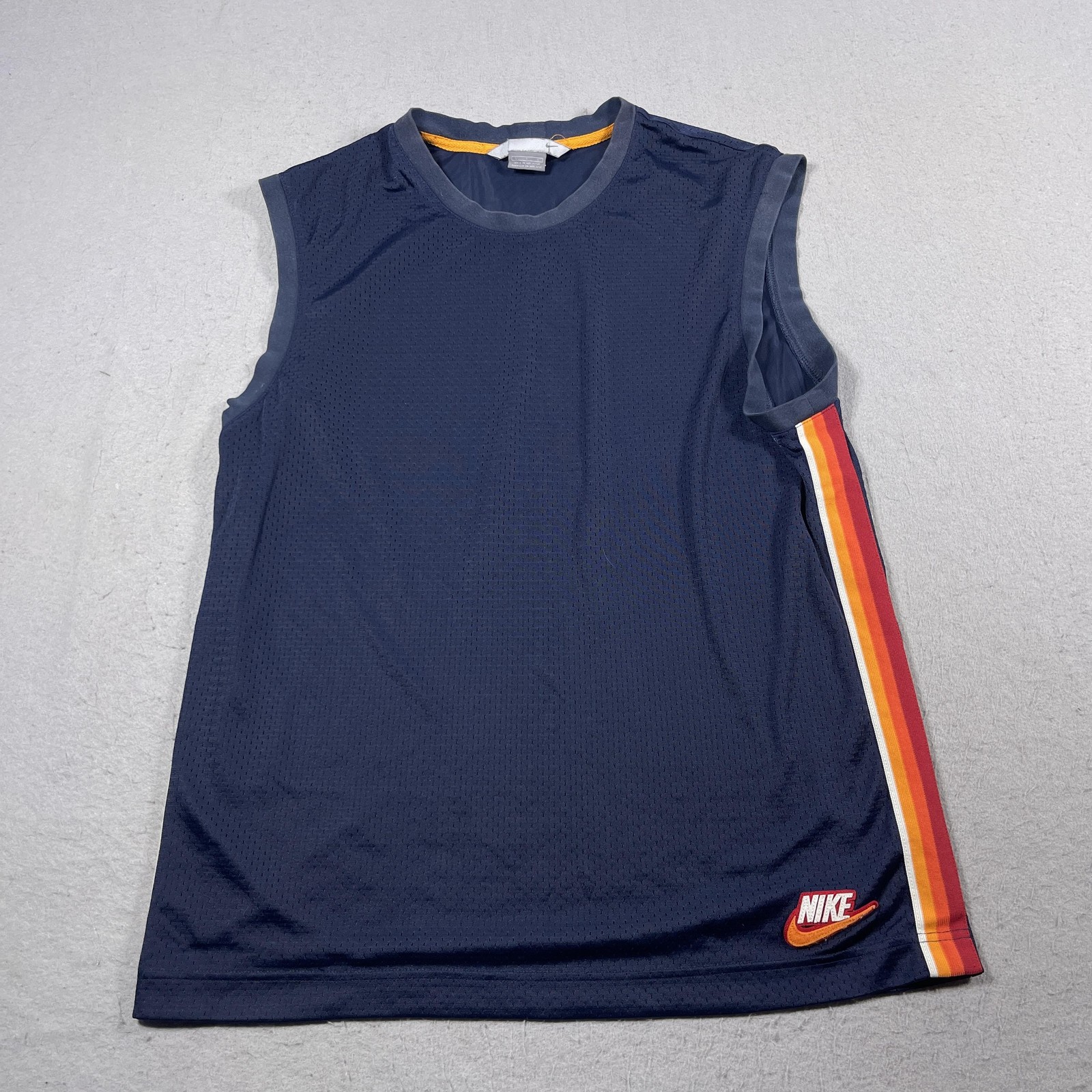 Vintage Nike Shirt Men Large Blue Mesh Sleeveless Basketball Rainbow Swoosh Y2K gallery