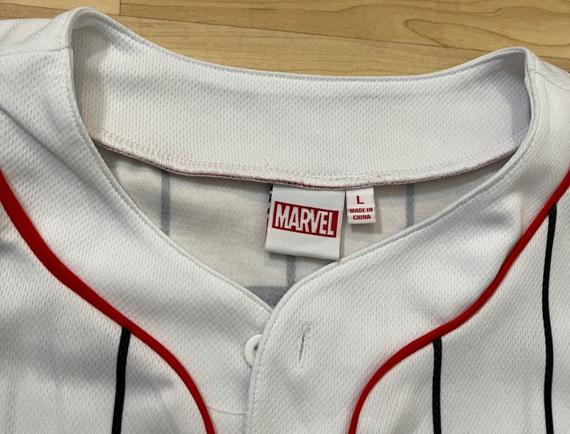 The Amazing Spider-Man Baseball Jersey #62 Men's L Marvel Striped Button Up gallery
