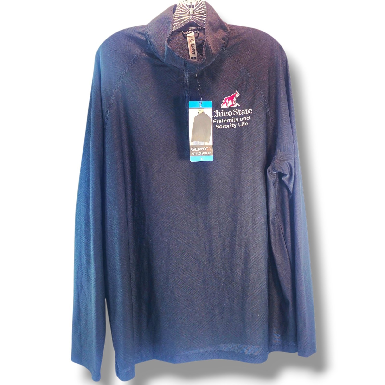 NWT Gerry Active 1/4 Zip Regular Fit Pullover Black Men Sz L Chico State Stretch gallery