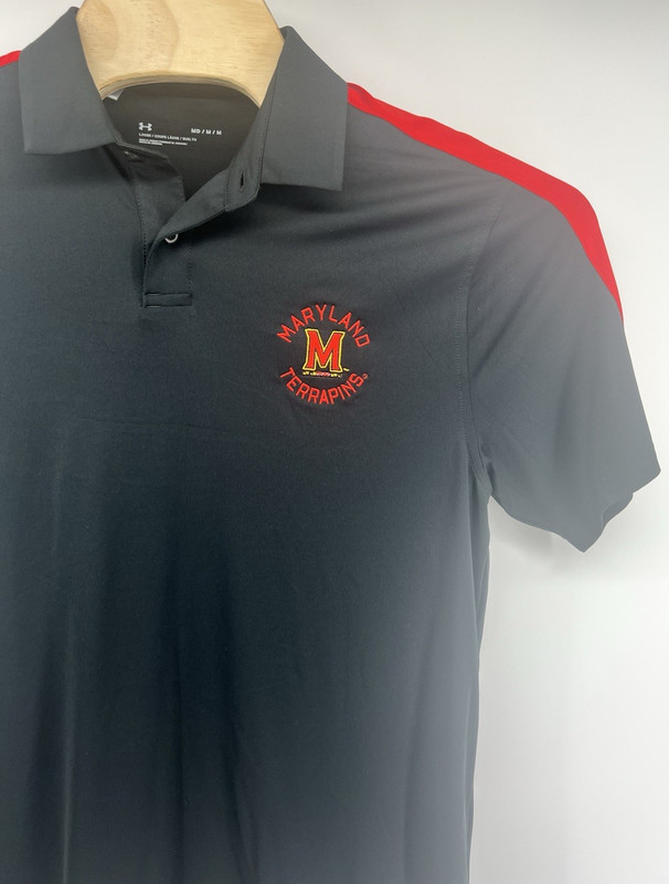 Under Armour Univ Of Maryland Polo Shirt Mens Medium Black Red Short Sleeved gallery