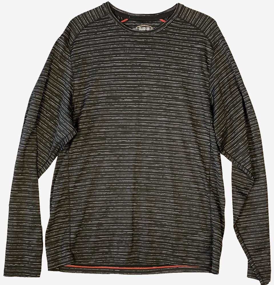 Cremieux Performance Club 38 Long Sleeve Black White Striped Medium Shirt #3321