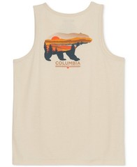 Columbia Tank Top Mens XL Beige Graphic Bear Logo Crew Neck Pullover UPS582