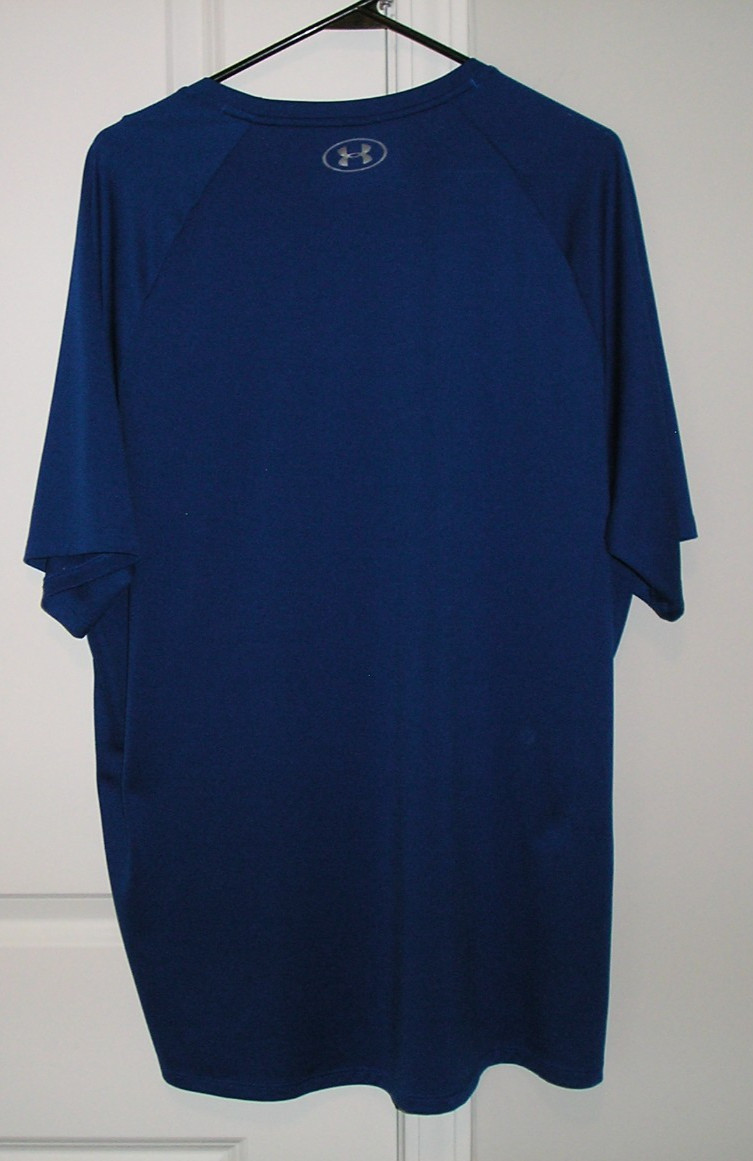 UNDER ARMOUR THE TECH TEE MEN'S ( 2XL) DARK BLUE (SS) POLYESTER LOGO T. SHIRT! gallery
