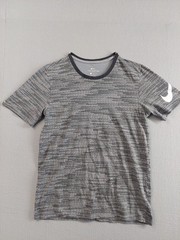 Nike Men Training T Shirt M Gray Heathered Dri Fit Short Sleeve Crew Neck Casual