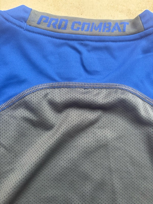Nike Pro Combat Dri-FIT Shirt Mens Large Gray And Blue Long Sleeve Fitted gallery