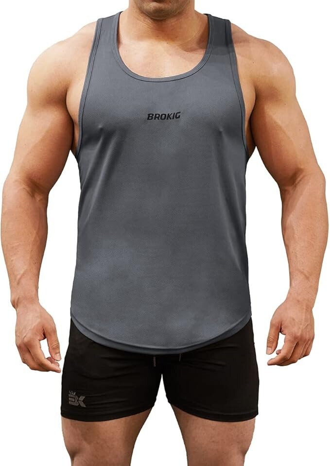 BROKIG Gym Tank Tops Dry Fit Sleeveless Workout Y-Back Shirts Vests 2PK Size XL gallery