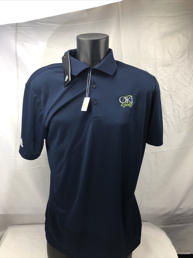 adidas Men's Performance Logo Navy Solid Golf Polo UPF 50 Med Redmond Ridge Oki