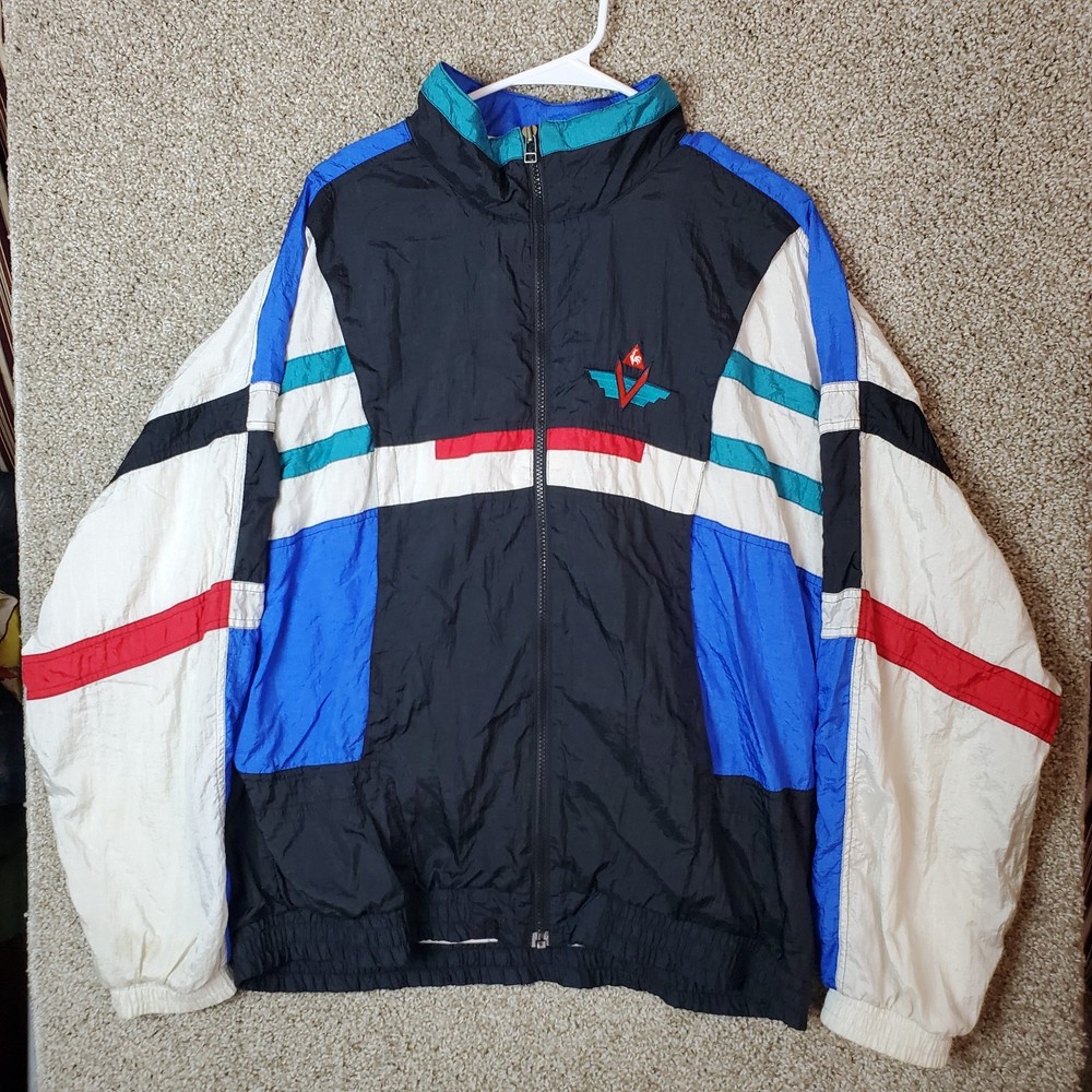 Rare Vintage Le Coq Sportif Big Logo Pullover Blue Red Teal Size XL