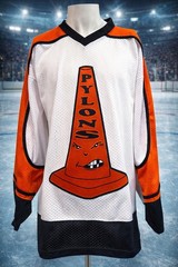 Pylons Cone Ice Hockey Jersey Orange Patch Streetwear Style Bar Team Vintage XL