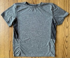 Real Essentials Mens GRAY ATHLETIC GYM SHIRT – Adult Size L – Workout T-shirt