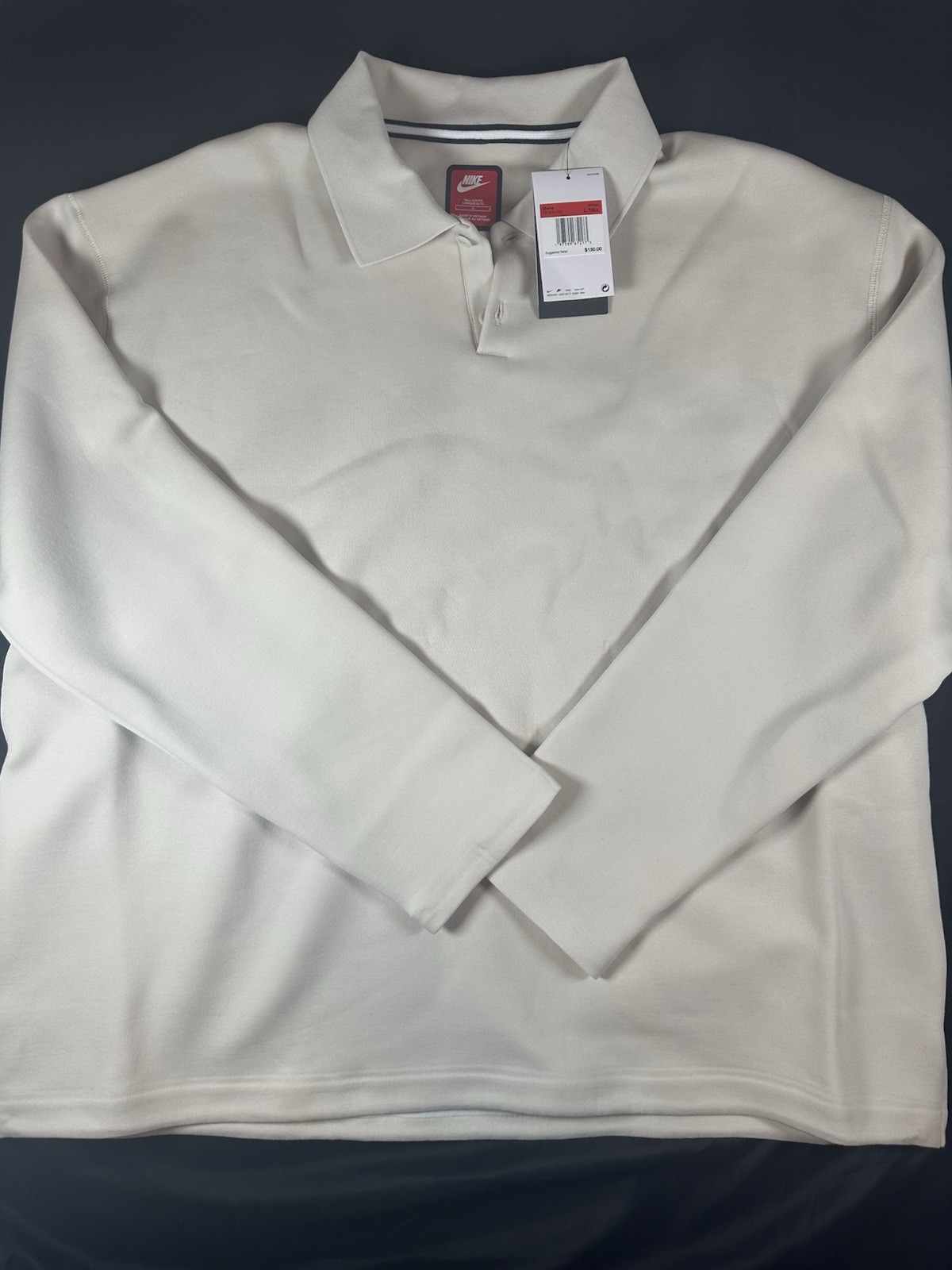 Nike Tech Fleece Reimagined Long Sleeve Polo ‘Beige’ (size mens L-Tall) LT NWT gallery