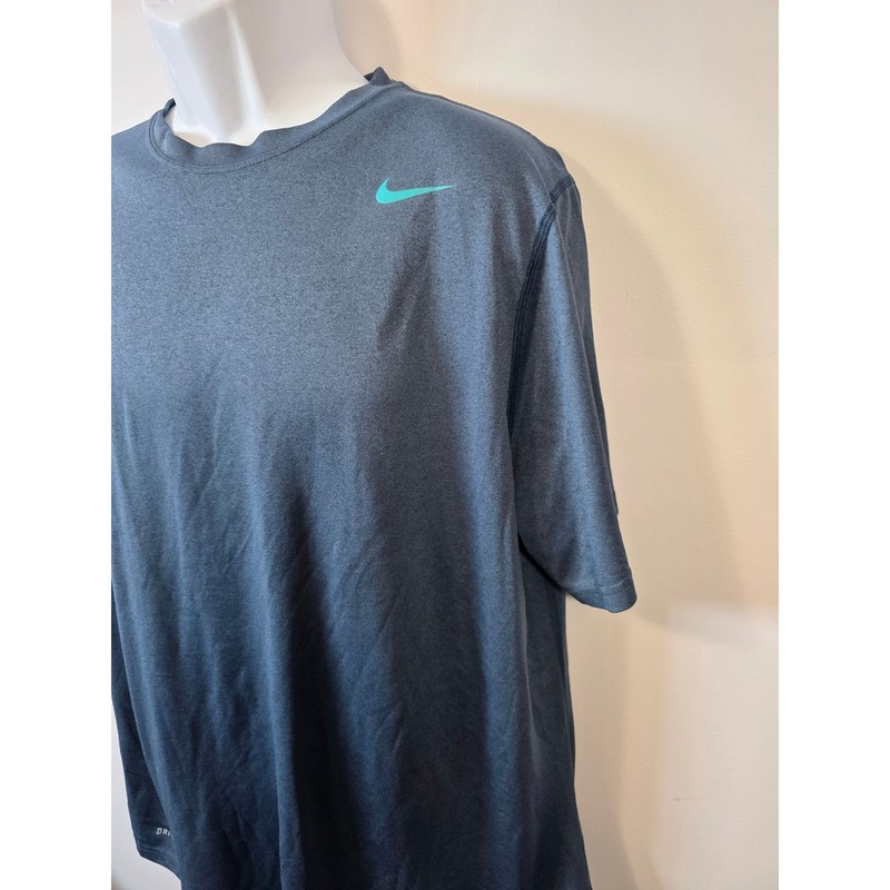Nike Mens Dri-FIT Training Shirt XL Dark Charcoal Grey Teal Swoosh Heathered gallery