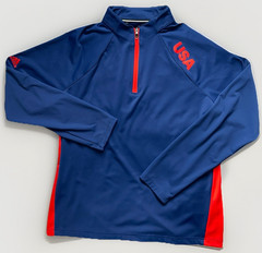 Adidas USA 1/4 Zip Red Blue Pullover FR9645 • Men’s L