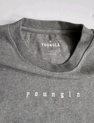 YoungLA Cloud Foam Blackletter Long Sleeve Heather Grey Xl Super Soft Nwot