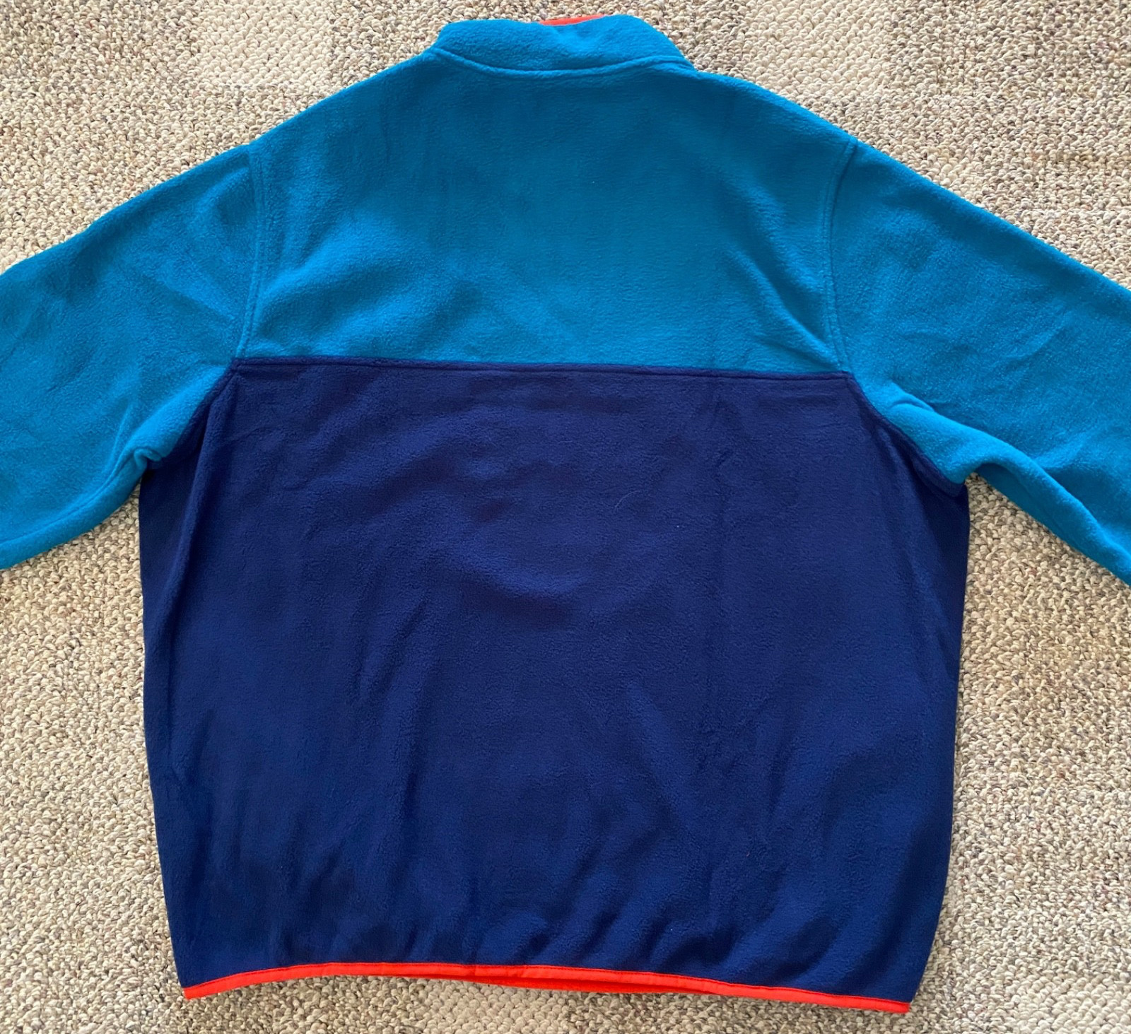 Lands' End Fleece Pullover Top Shirt Soft Stretch Teal Navy Orange Men's Size XL gallery
