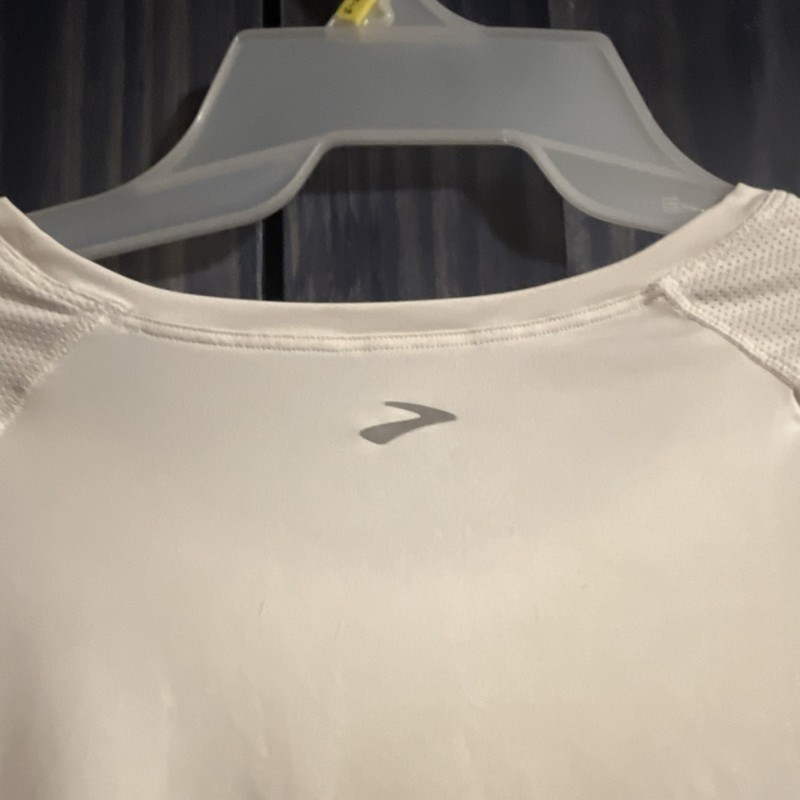 Brooks Womens White Lightweight Long Sleeve Crew Neck Activewear Running T-Shirt gallery
