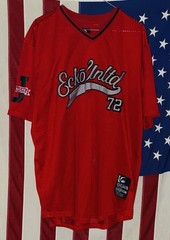 Ecko Unltd Jersey Shirt Men’s Large Jersey Rhino Red Pullover Mesh V-Neck EUC