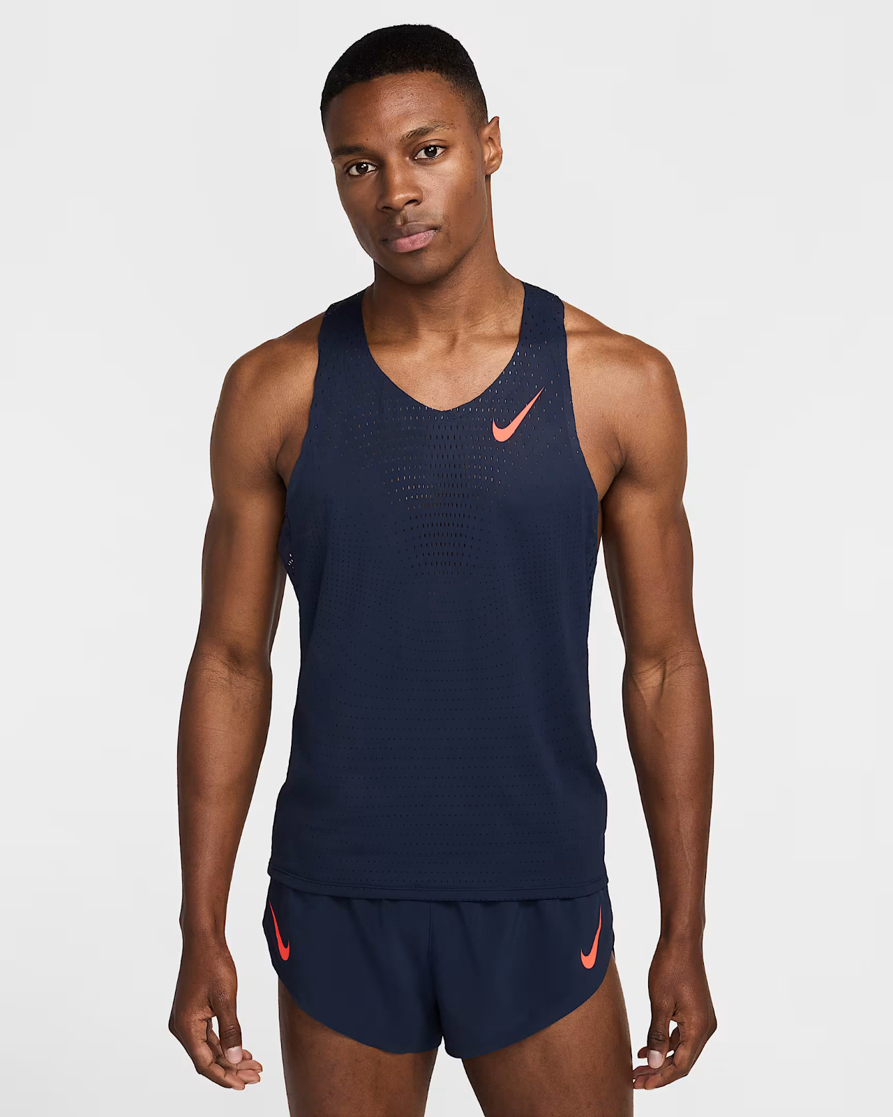 NWT Nike AeroSwift Men's Dri-FIT ADV Running Singlet FN4231-451 BLUE/ORANGE M gallery