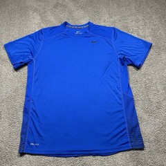 Nike Dri Fit Shirt Mens Extra Large Blue Short Sleeve Lightweight Running Gym