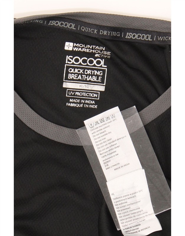 MOUNTAIN WAREHOUSE Mens IsoCool T-Shirt Top XL Black Colourblock Polyester AS09 gallery