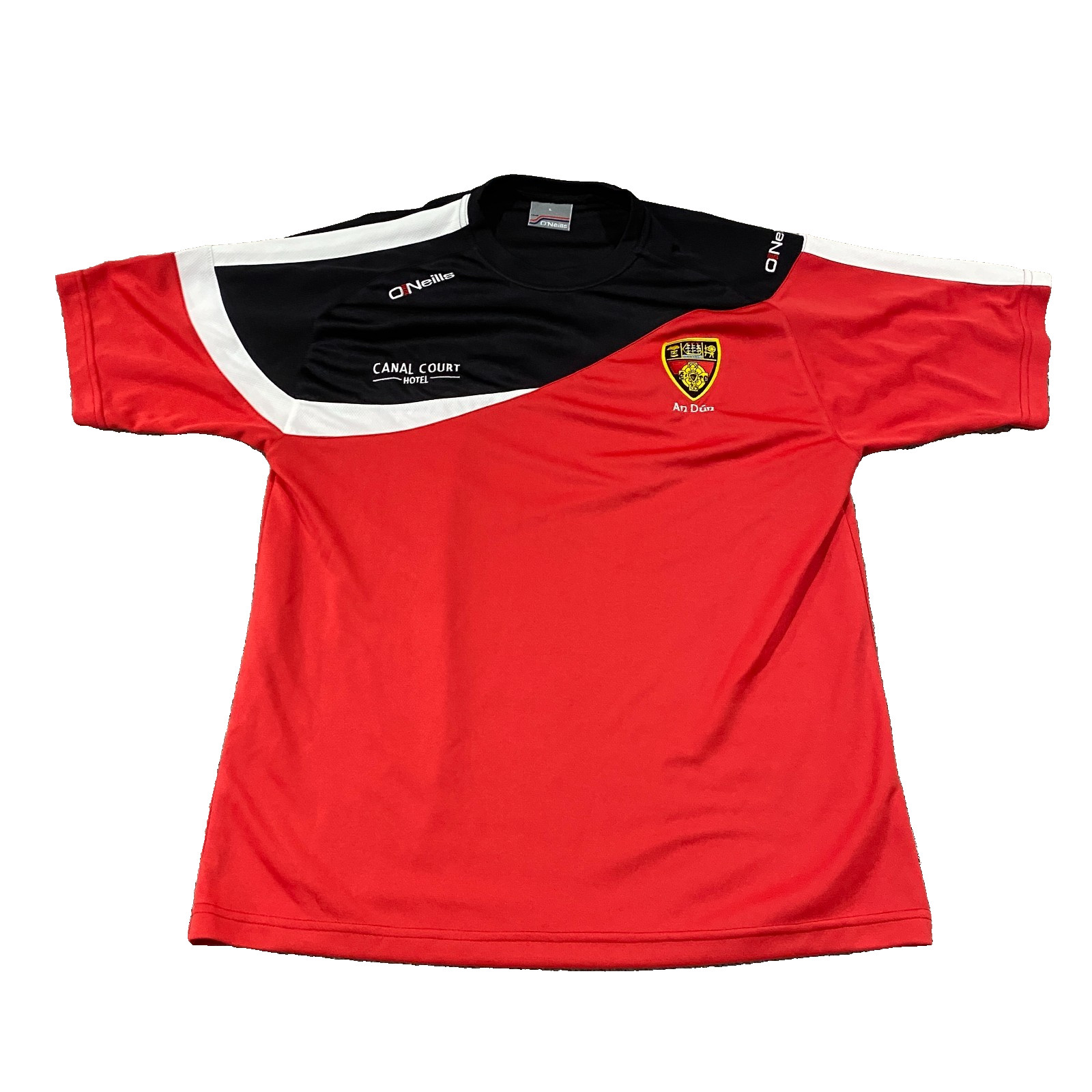 Down GAA O'Neills Home Jersey Men L Red Black Canal Court Hotel Irish Sportswear gallery