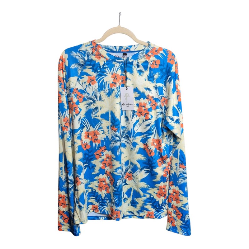 Robert Graham Men's Medium Tropical Forest Azure Blue UPF 50+ Shirt NWT gallery