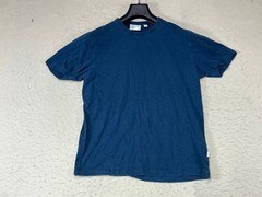 Frank & Oak Mens Slim Fit Short Sleeve Basic T-Shirt Blue Medium