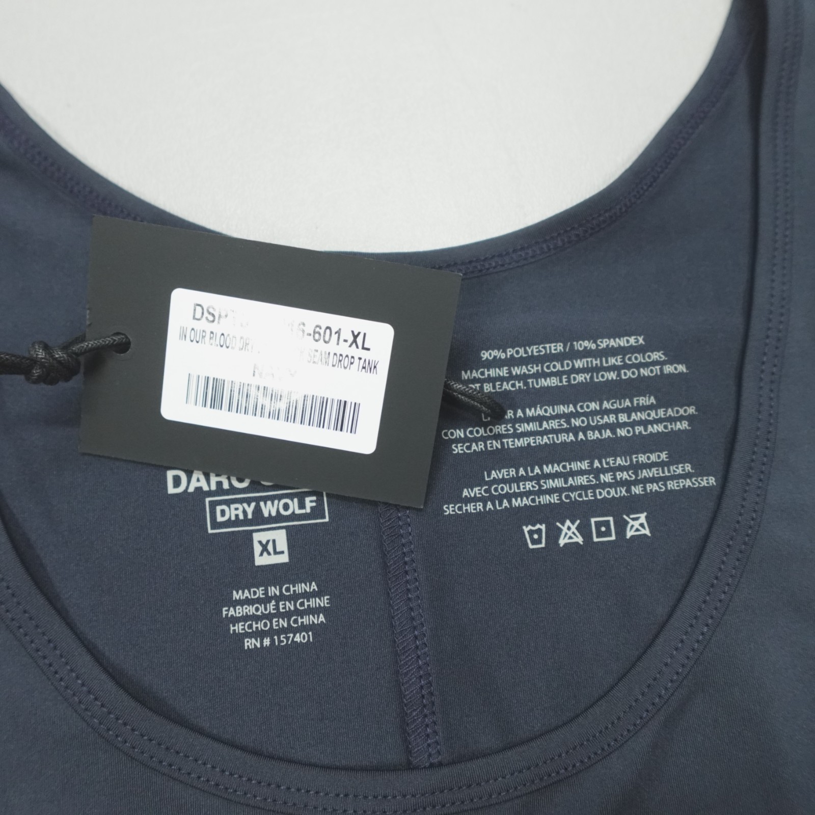 Darc Sport In Our Blood Dry Wolf Back Seam Drop Tank Men's Size XL Navy DSPT010 gallery
