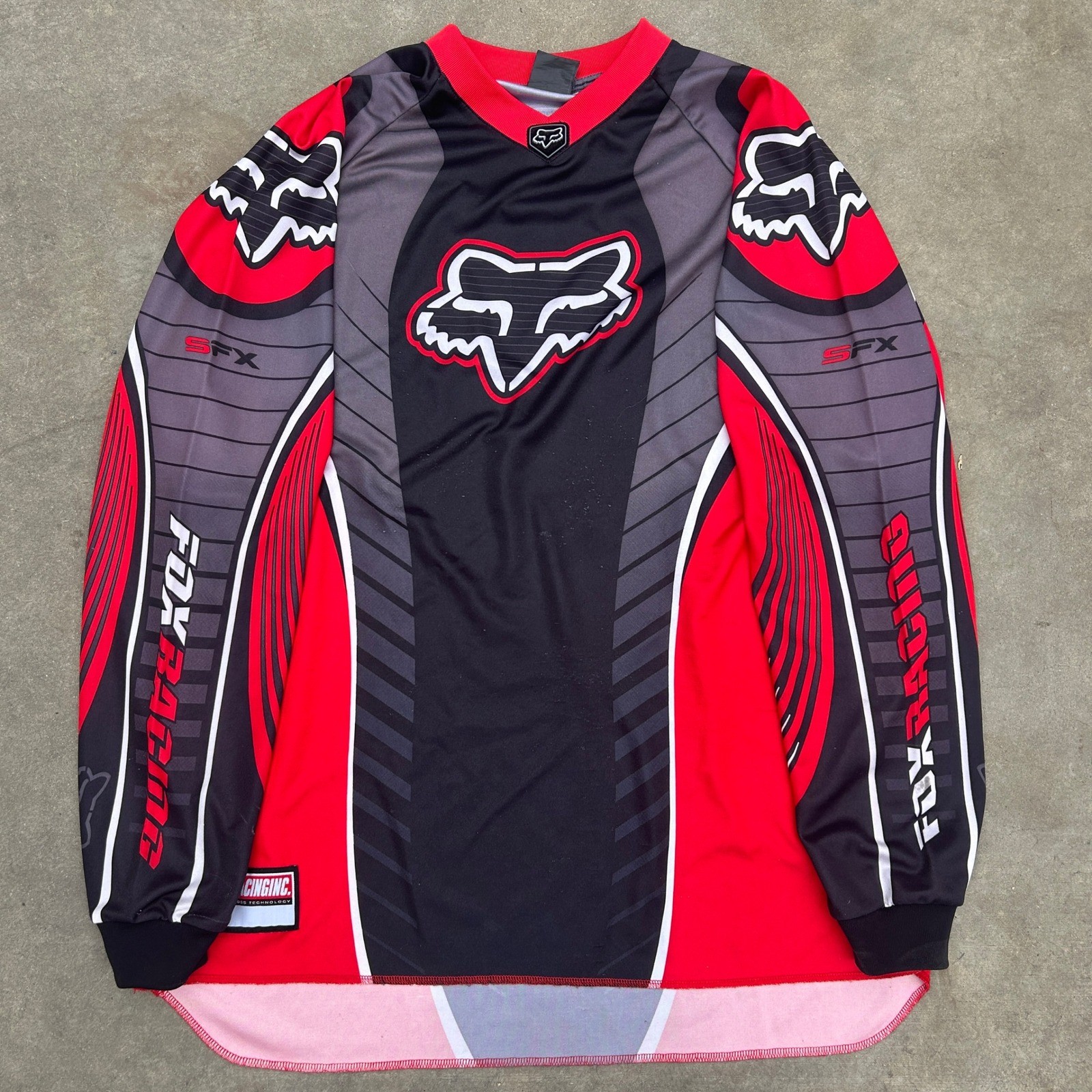 Fox Racing SFX Motocross Jersey Red Black Grey Long Sleeve Mens L XL Moto Gear gallery