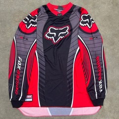 Fox Racing SFX Motocross Jersey Red Black Grey Long Sleeve Mens L XL Moto Gear