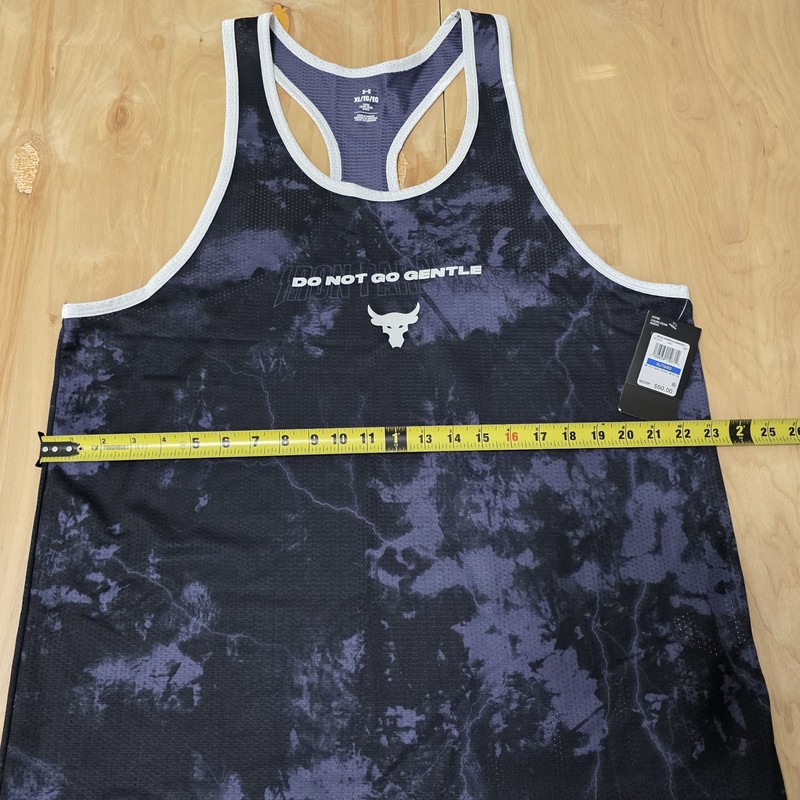 Under Armour Project Rock Mesh Printed Tank Black/Steel/White Men Sz XL gallery
