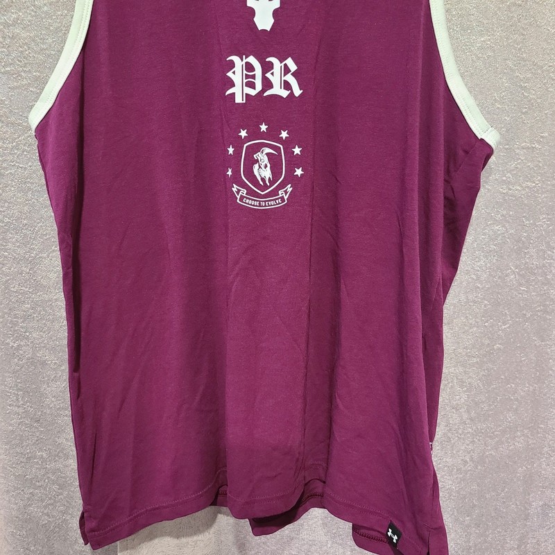 Under Armour Project Rock Mens Medium Maroon Brahma Bull Ringer Racerback Tank gallery
