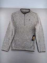Browning Sweater Mens Medium Tan Khaki Brown Fleece 1/4 Zip Heather Sweatshirt