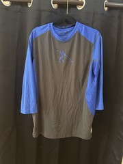 Nike Pro Combat Dri-FIT Men’s XL Gray/Blue Colorblock 3/4 Swingman baseball