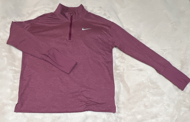 Nike Men’s Dri-FIT Element Running 1/2 Zip Pullover Striped Top Plum Medium M gallery