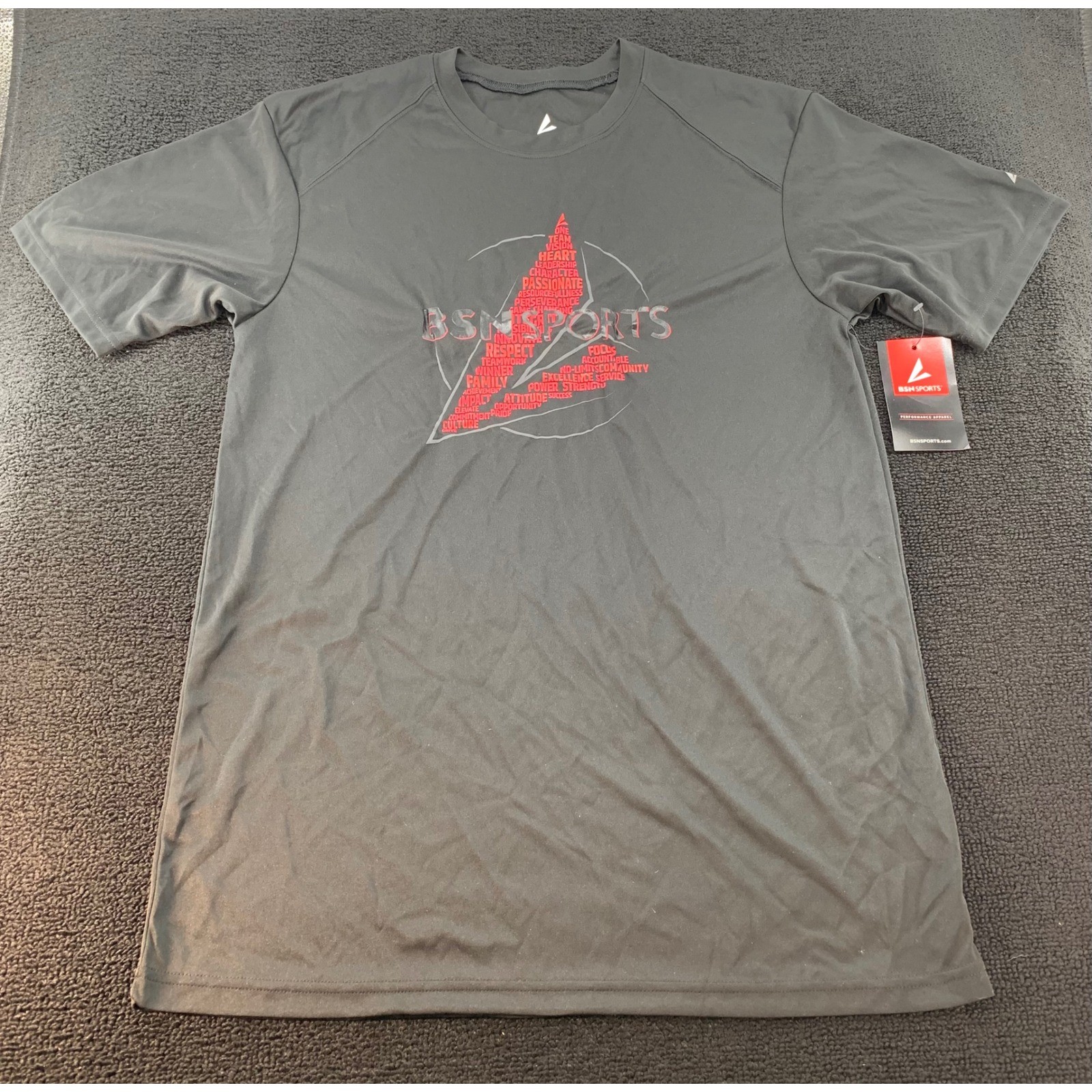 BSN Sports Performance Apparel T Shirt black Short Sleeve Crew Neck Men Medium gallery
