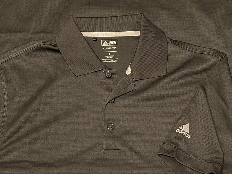 ADIDAS CLIMALITE SOLID GOLF POLO SHIRT MEN SMALL BLACK POLYESTER ATHLETIC gallery