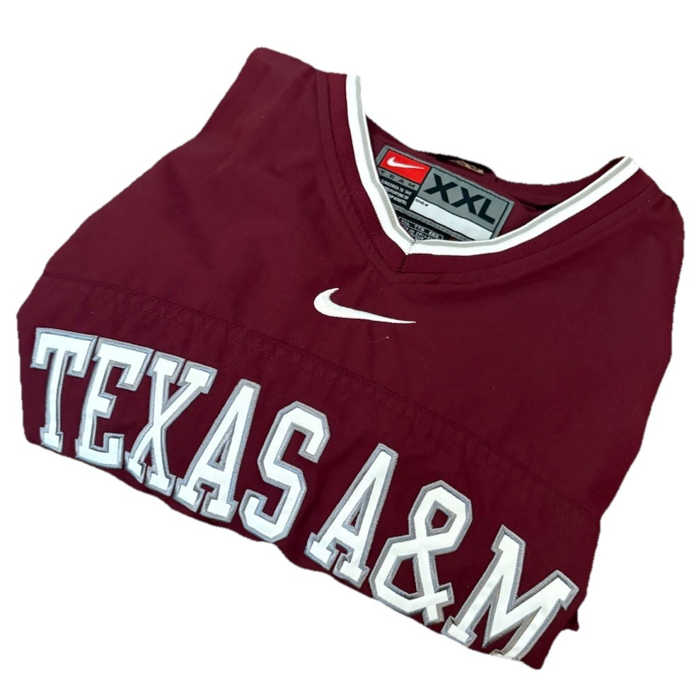 NIKE Men's XXL Maroon Red College Football A&M Softshell V-Neck