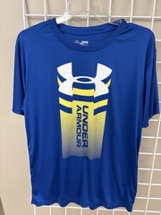 Under Armour blue and yellow activewear T-shirt size 2XL. Short sleeve. EUC