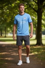 PUMA Mcfc Home Crew Neck Short Sleeve Soccer Jersey Mens Size M77507501