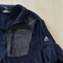 Eddie Bauer First Ascent Sweater Mens LT Blue 1/4 Zip Fleece Pullover Outdoor