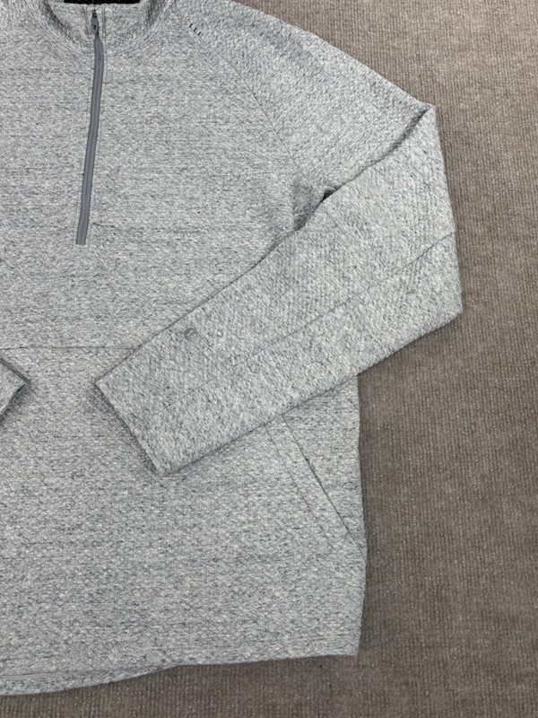 Lululemon At Ease 1/2 Half Zip Pullover Mens Large Light Gray Textured LM3DLUS gallery